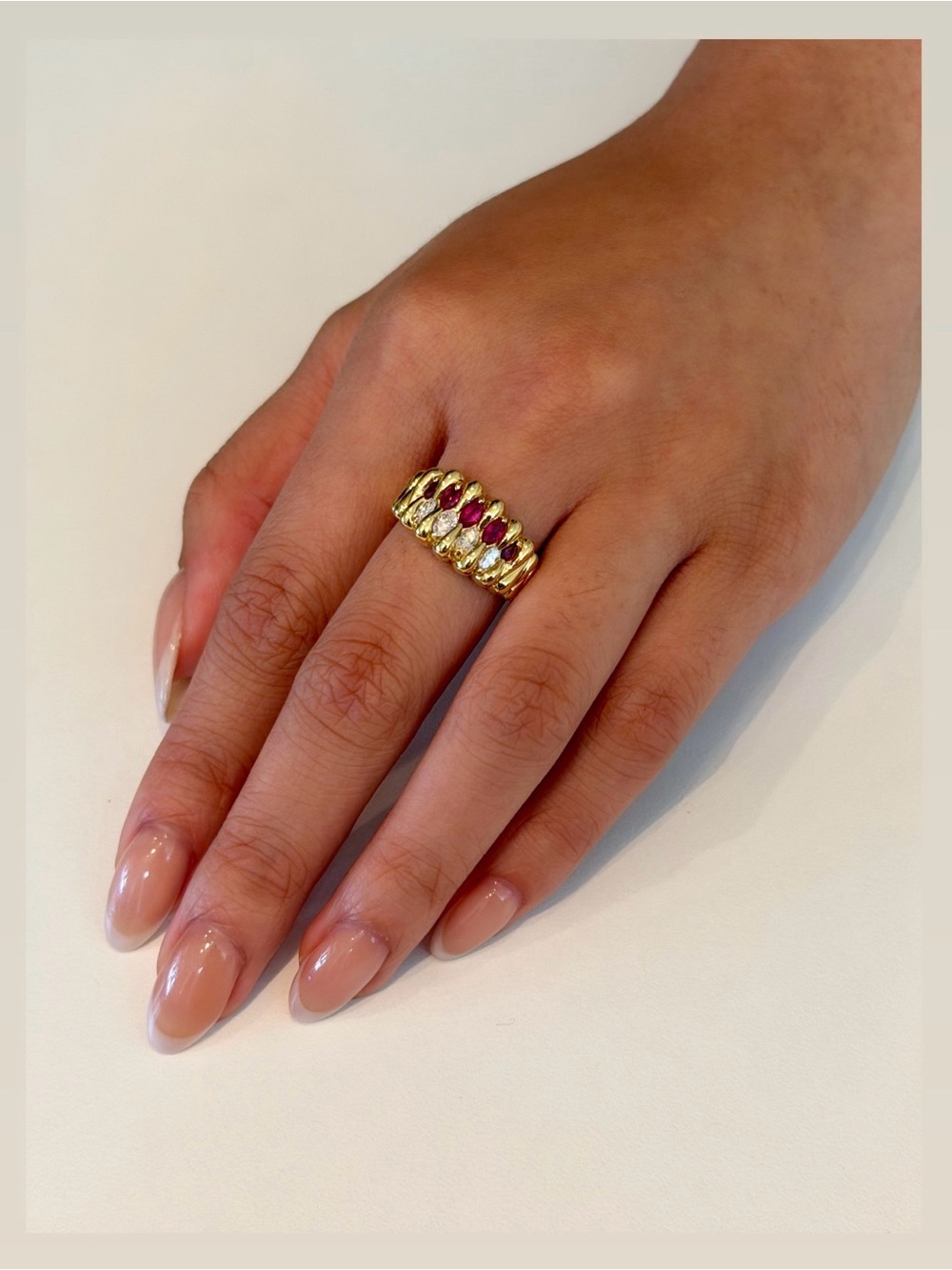18K Yellow Gold Ruby and Diamond Band Ring